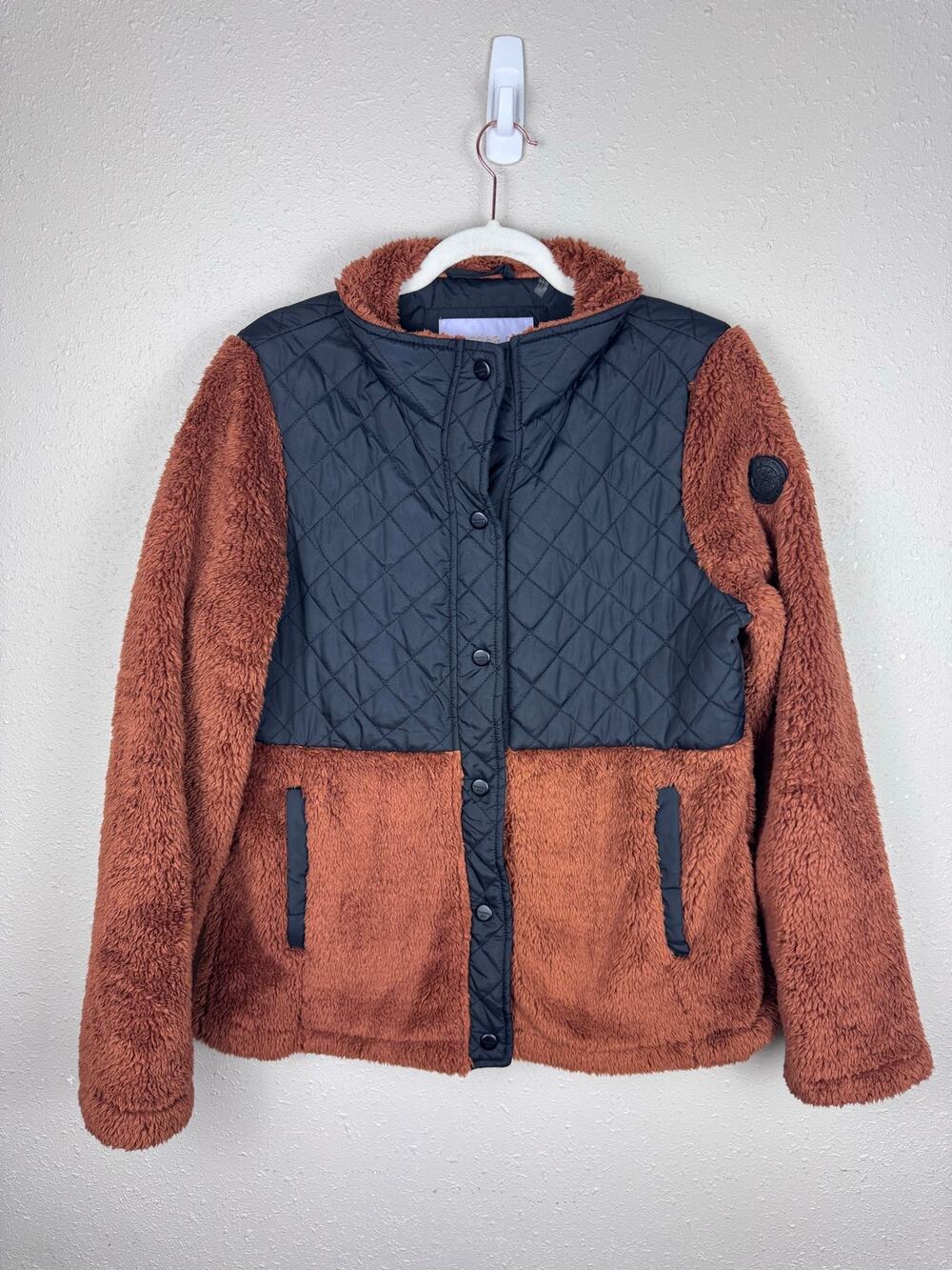 Madden Girl Fleece Jacket Copper with Black Accents Womens size Large